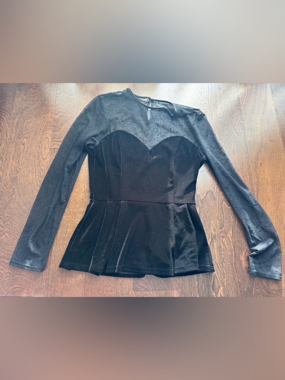 Velvet heart shape polka dot blouse